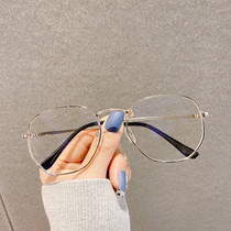 Ultra-light polygonal myopia glasses womens black frame glasses frame mens big face eyes mesh can be equipped with degree finished products