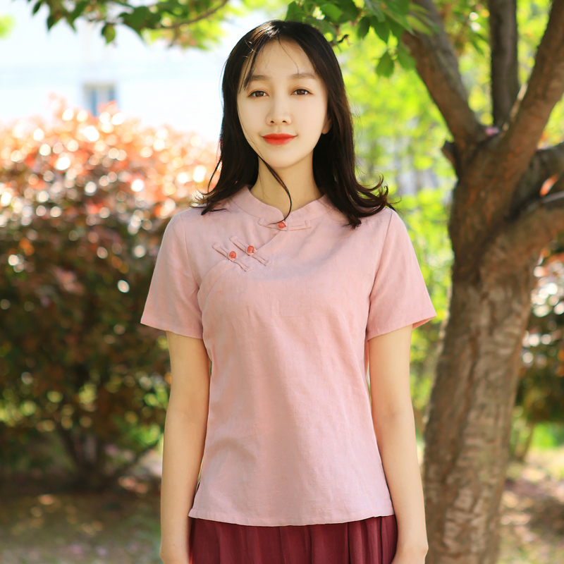 Mùa hè Trung Quốc gió của phụ nữ trà váy Trung Quốc cải thiện sườn xám đầu retro Trung Hoa Dân Quốc ngắn tay Zen váy Han quần áo upflower