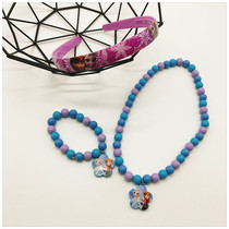 Take a set of 3 sets of foreign trade ice and snow childrens bracelet bead necklace head plug hairpin