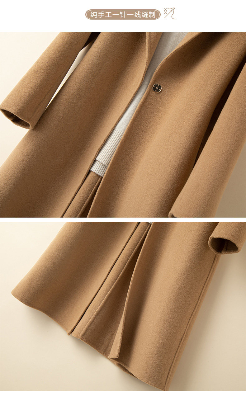 Элитное шерстяное желтовато-коричневое шерстяное пальто, двусторонная кашемировая куртка, свободный крой для возраста 