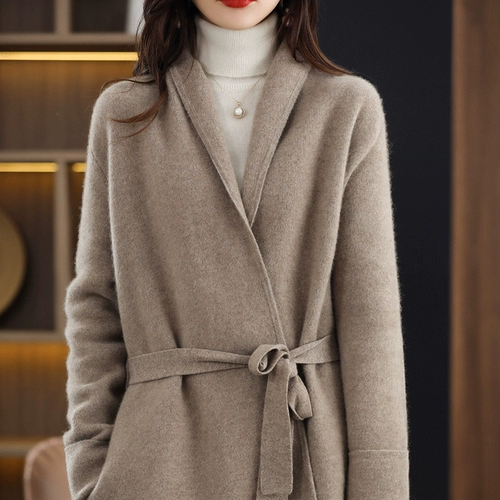 Кашемировый кардиган, трикотажная куртка, пальто, шерстяной свитер, увеличенная толщина, свободный крой