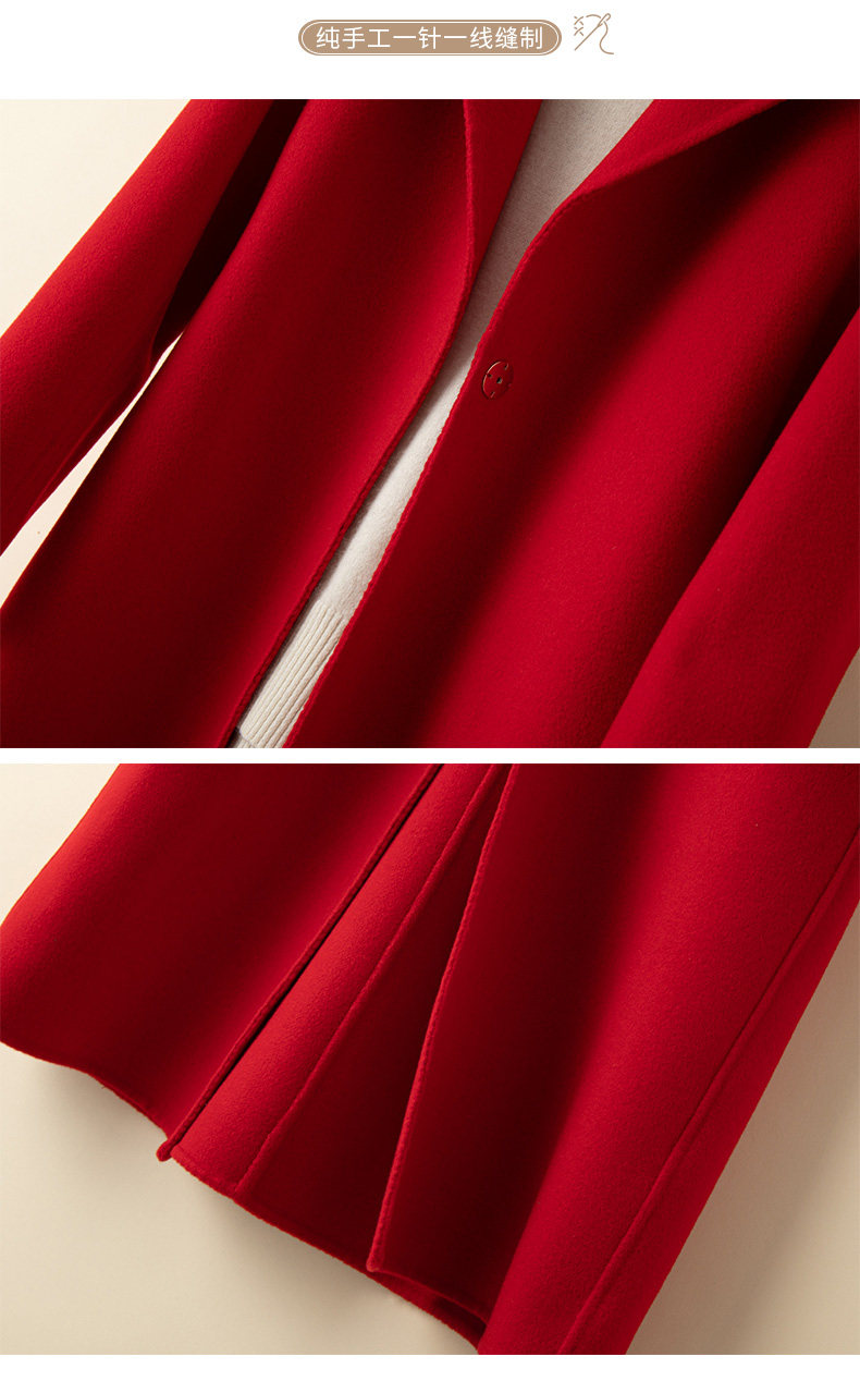 Элитное шерстяное желтовато-коричневое шерстяное пальто, двусторонная кашемировая куртка, свободный крой для возраста 