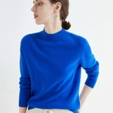 Шерстяной свитер, кашемировая трикотажная утепленный лонгслив, высокий воротник, облегающий крой