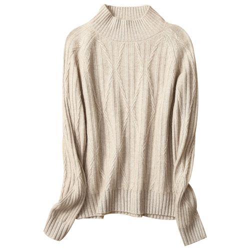 Кашемировый демисезонный свитер, трикотажное термобелье, увеличенная толщина, облегающий крой, высокий воротник