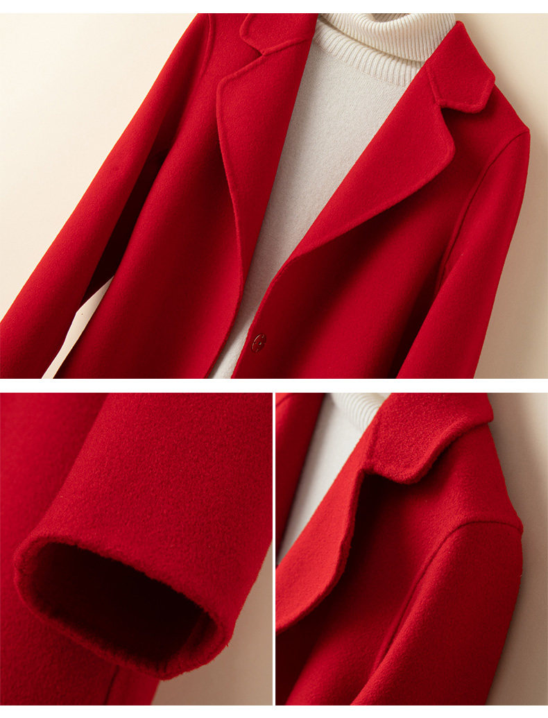 Элитное шерстяное желтовато-коричневое шерстяное пальто, двусторонная кашемировая куртка, свободный крой для возраста 