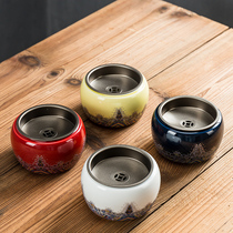 Waves Japanese ornaments ceramic office household tea slag cylinder built dry foam equipment washed water water glass kung fu tea set accessories zero