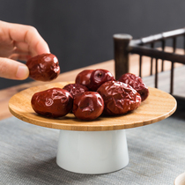 Chinese style high foot tea dish creative home office bamboo fruit plate snack plate fruit dish dry fruit plate tea dish tea dish
