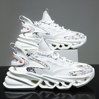 Men's Winter Sneakers, Blade-Shaped, Non-Slip Mesh Shoes, Wear-Resistant, Ultra-Light Running Shoes for Teenagers, Size 45, Large Size 46