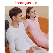 Three-shot thermal underwear womens autumn thin basic cotton ribbed stretch vneck mens autumn trousers suit