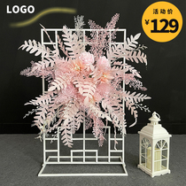 Wedding props Chinese screen White Iron Road introduction simulation Silk Flower Horn flower stand new Chinese geometric Road introduction