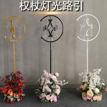 Wedding props scepter road lead Golden iron shelf wedding stage French palace lamp decoration Crystal road guide lamp