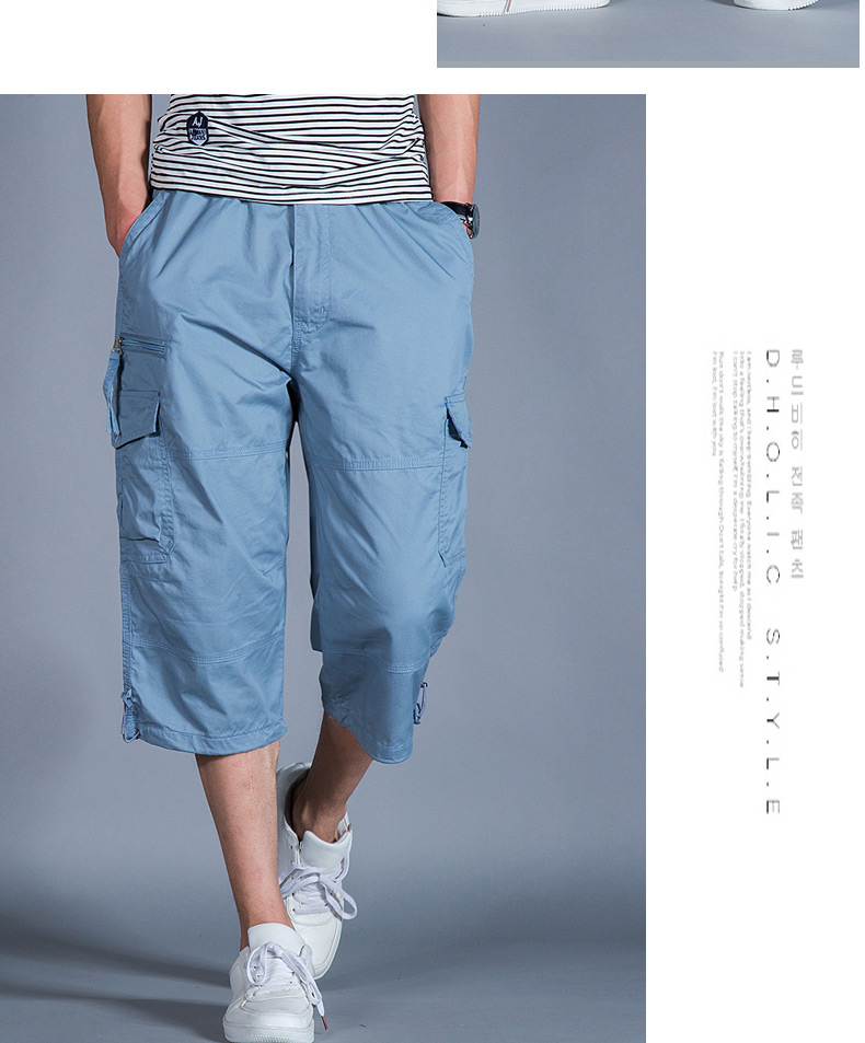 Mùa hè quần mỏng thể thao quần short nam quần dài thẳng giản dị quần nhiều túi quần cotton quần overalls nam - Quần short quần thể thao nam