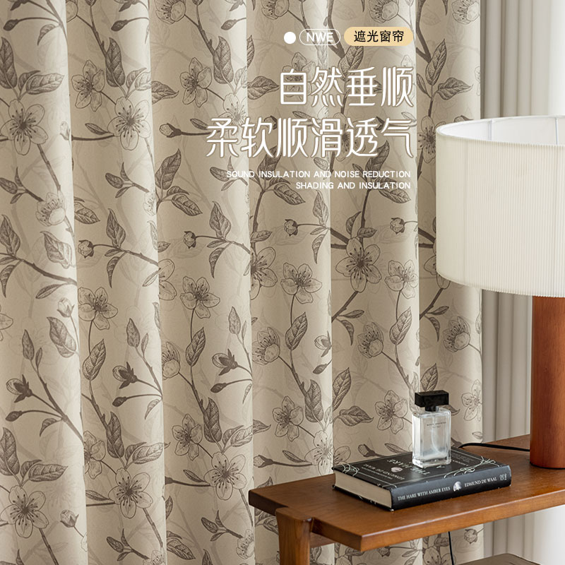 卧室窗帘挂钩式复古印花2024新款有哪些特点?-定制窗帘-淘宝百科网