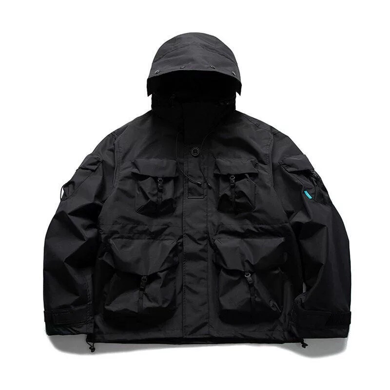 Japanese-Style Outdoor Hooded Workwear Jacket, Mountain-Style Loose Jacket, Couple Style with Three-Dimensional Pockets