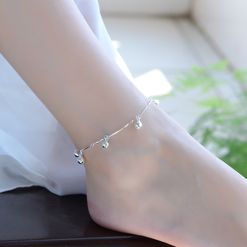 925 sterling silver nụ cười trang sức Hàn Quốc phiên bản của năm chuông vòng chân cô gái cá tính stars quảng trường hoang dã tính khí vòng chân