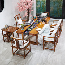 Chinese flowing water circulation tea table Zen solid wood coffee table fish tea table meeting guest kung fu tea table chair combination