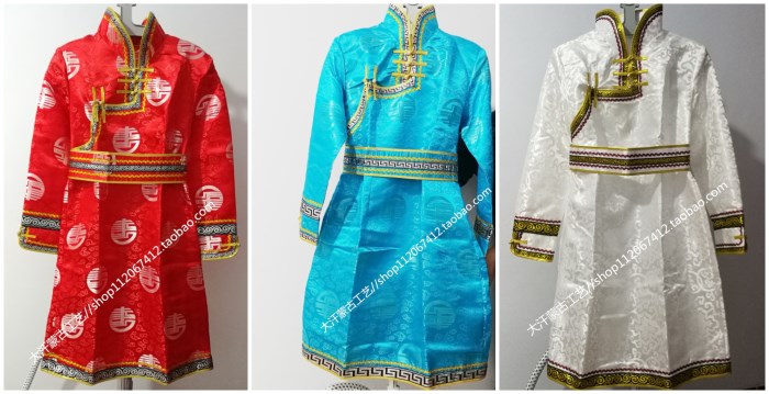 Mongolian conserved female adult medium long version of performance dance robe minority daily stage performance red new Mongolian robe