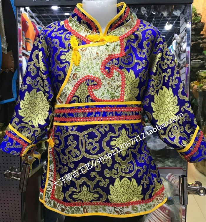 Children Mongolian gown male and female children dress Mongolian performance stage performance serve spring and autumn blue minority dress red