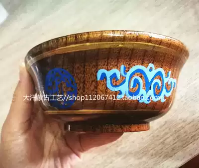 Milk tea bowl Mongolian Dance Top bowl Wooden Bowl fried rice bowl heat insulation imitation Hot Inner Mongolia craft gift decoration Mongolian Bowl