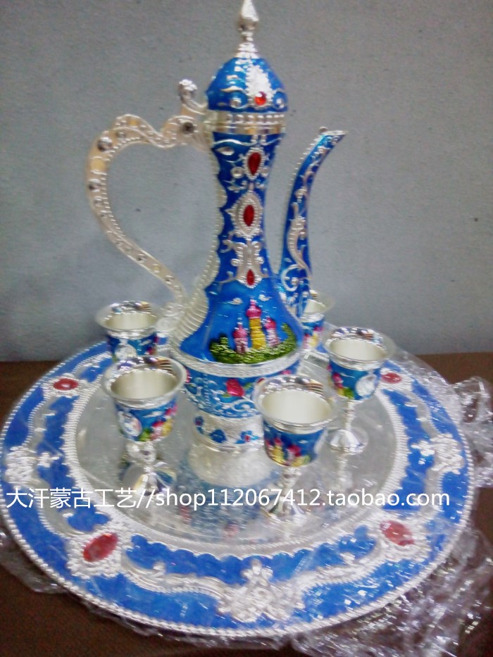 Mongolian Wine With Wine Pot Wine Cul Gift Box Set Group Wedding Supplies Inner Mongolia Crafts Gift Six Cups 26cm High