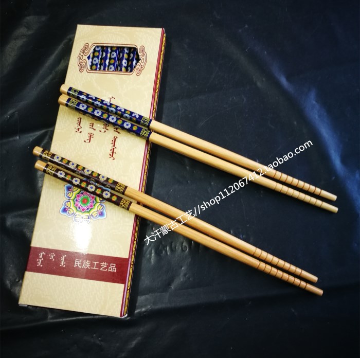 Chopsticks Mongolian cutlery Mongolian cutlery chopsticks solid wood chopsticks Inner Mongolia hotel Mongolia bag dining room with 10 double