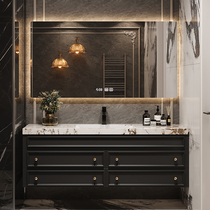 American light luxury bathroom cabinet combination solid wood washbasin slate washstand basin bathroom retro washstand customization