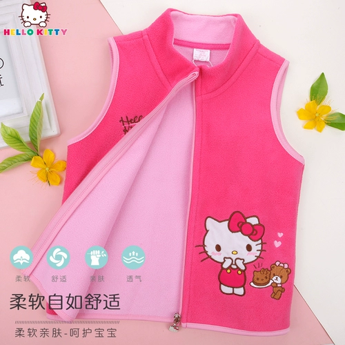 Hello kitty, детский тонкий осенний бархатный мультяшный жилет, в западном стиле