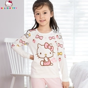 Hello Kitty Children Qiuyi Qiuku Set Cotton Spring and Autumn Girls Set Set Baby Autumn Quần áo Set Thin - Quần áo lót