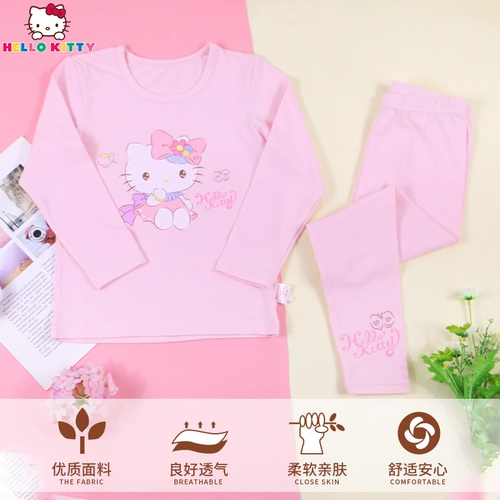 Hello kitty, детское термобелье, штаны, осенняя форма, тонкое хлопковое нижнее белье, детская пижама, подходит для подростков