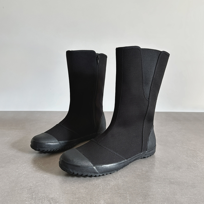 25 Korean Style Unisex Boots, High Boots, Canvas Shoes, Black Trendy Shoes, Work Safety Shoes, Actor Performance Boots, Non-Slip Flat Soles