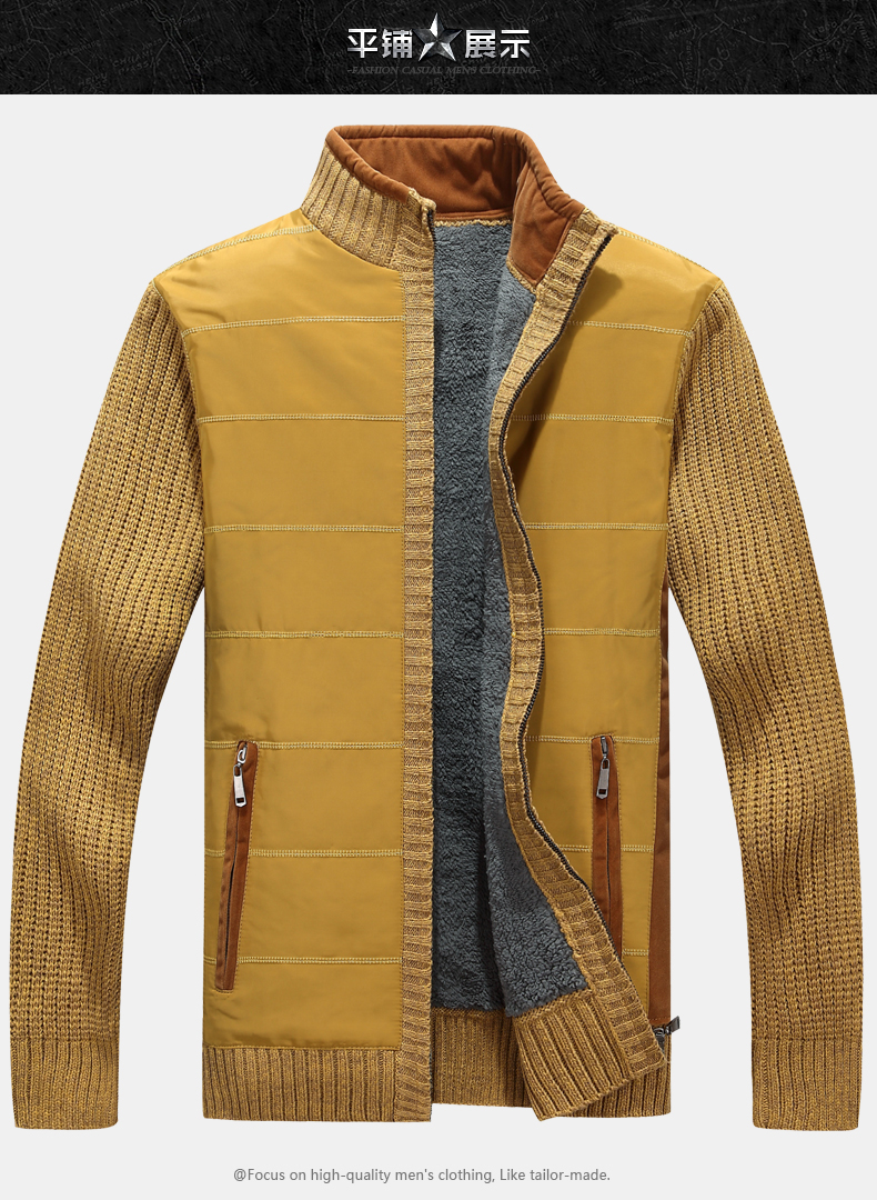 Battlefield Ji Jin áo len nam mùa thu đông cộng với nhung dày đan tay áo khoác cỡ lớn áo cardigan lỏng lẻo áo khoác len nam