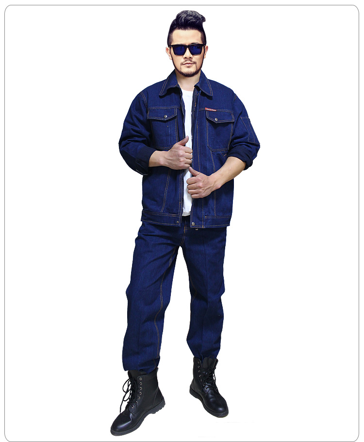 Mùa thu và mùa đông quần yếm denim phù hợp với nam hàn điện thợ điện quần áo bảo hộ sửa chữa tự động xưởng làm việc quần áo nhà máy quần áo tùy chỉnh bán buôn đồ mặc nhà cao cấp