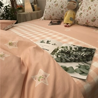 Khí công chúa Hàn Quốc kẻ sọc hồng bốn mảnh phù hợp với cotton 100% cotton 1.5m1.8 chăn ga trải giường nhỏ hoa - Bộ đồ giường bốn mảnh