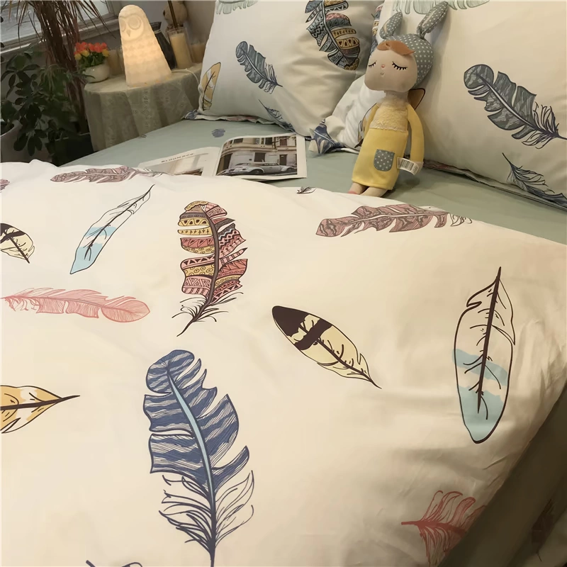 Anna Feather Bộ lạc Totem Bốn mảnh Bông nguyên chất Cotton 1,5m1,8m Giường và Bữa sáng Căn hộ Giường Tấm chăn - Bộ đồ giường bốn mảnh