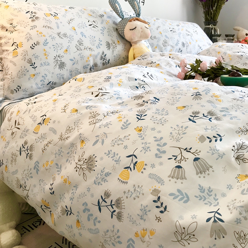 American pastoral style small floral four-piece set Cotton Pure cotton bedding Fresh ins Girl heart quilt cover bed sheet