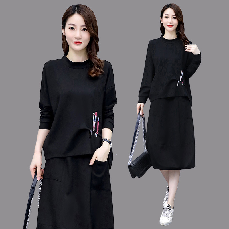 Fashion casual suit women's 2022 autumn new style foreign style age-reducing age-reducing belly-covering two-piece suit skirt