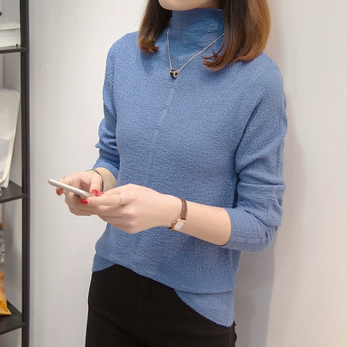 Демисезонный свитер, трикотажный лонгслив, нарукавники, высокий воротник, городской стиль, облегающий крой