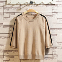 Spring clothing 2022 models of womens ice silk needlework 70% sleeves blouse Summer womens T-shirts Korean version easy to hit undershirt women