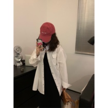 viiwen metal dark button white loose shirt coat with strong wearing four season white shirt