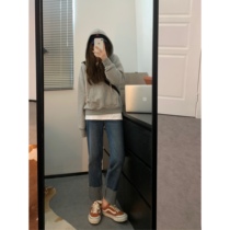 viiwen hands are all superimposed single wear can classic base printed letters with white long sleeve T-shirts