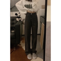 viiwen Cowboys are yyds classic black gray and slim small high waist straight broad legged jeans