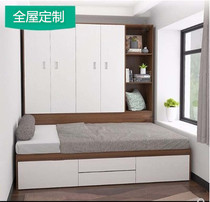 Small apartment type High box multi-function storage bed Open door cabinet Bed plus cabinet One-piece wardrobe Space-saving bedroom furniture