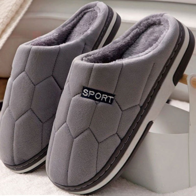 New Cotton Slippers for Men, Thick-Soled, Winter Home Use, Couple Indoor Warm Non-Slip Women's Winter Home Plush Slippers
