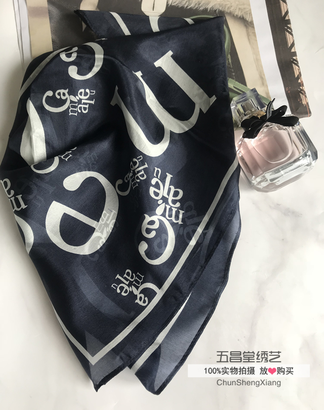 Foreign trade ultra-thin real silk small square towels Tibetan Alphabet Foreign Spinning Silk Scarves