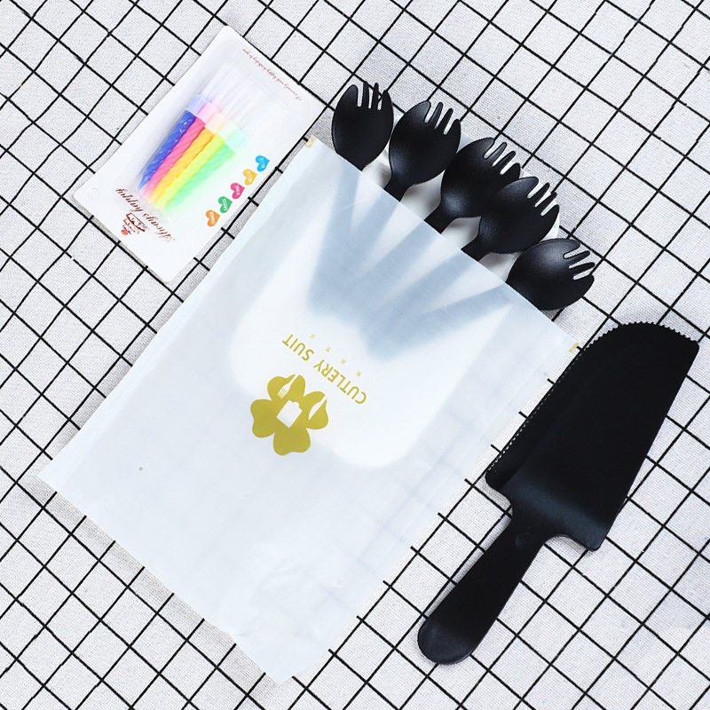 Cake knife and fork plate set birthday cake plate fork plate combination 21 guest knife and fork with the same disposable fork and spoon tableware