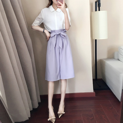 小心机网红2018新款阔腿裤时尚两件套复古小香风俏皮bf套装女夏季