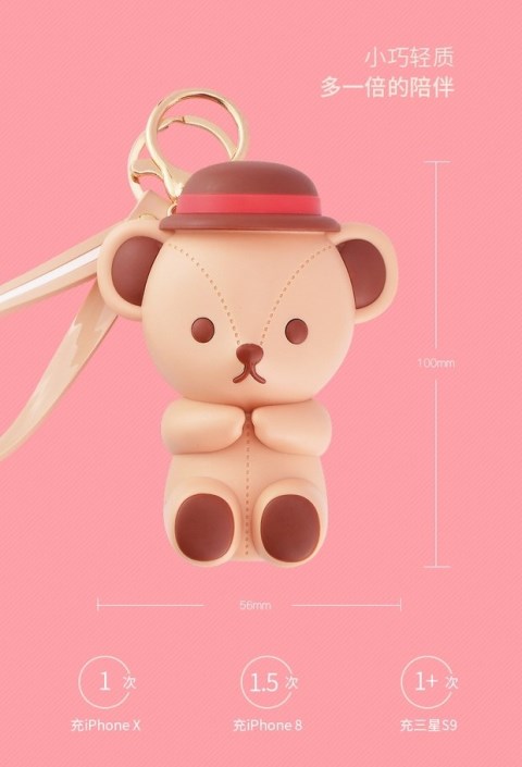 Teddy Gấu Teddy Bear điện thoại di động sạc Po 3350 mA điện thoại di động nhỏ dây buộc dây thừng tay cầm tay - Ngân hàng điện thoại di động sạc dự phòng black shark