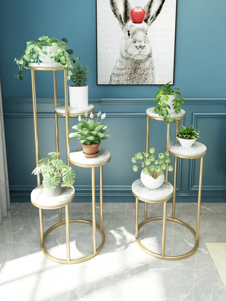 Nordic modern iron flower rack indoor multi-layer green plant flower pot rack living room rack balcony simple floor flower table
