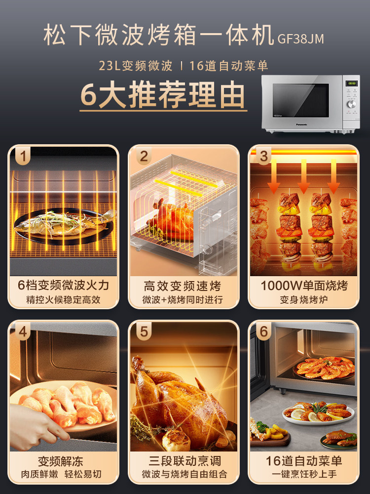 Panasonic Nn-Gf38Jm New Product Household Smart Inverter Micro-Grill Integrated Microwave Oven 23L