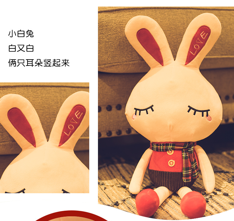 Ít thỏ trắng búp bê giường thỏ đồ chơi sang trọng ngủ gối búp bê búp bê nữ dễ thương món quà sinh nhật búp bê - Đồ chơi mềm đồ chơi bé gái